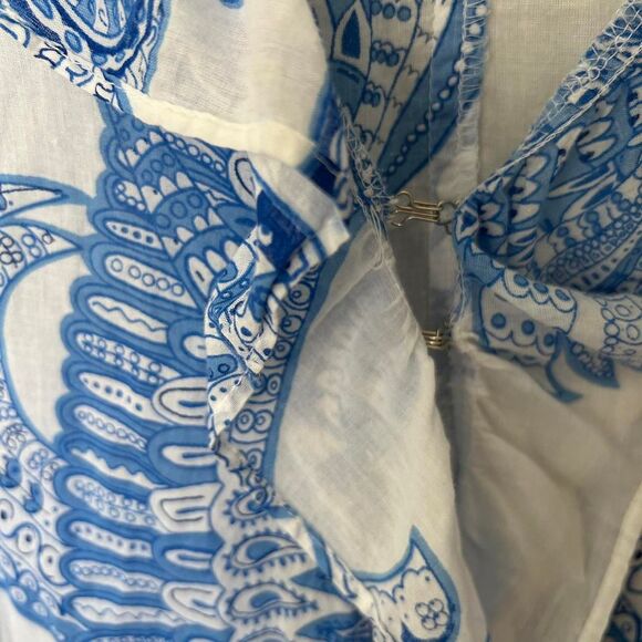 Peck and Peck Women's Blue and White Blouse Size Small Vacation Summer Beach - Picture 5 of 7